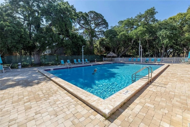 view of swimming pool with a patio