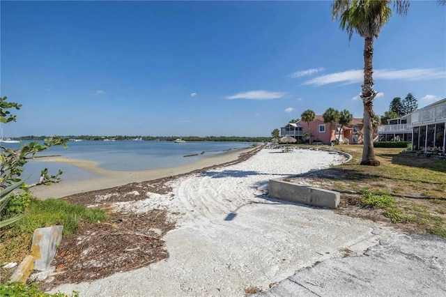 property view of water with a beach view