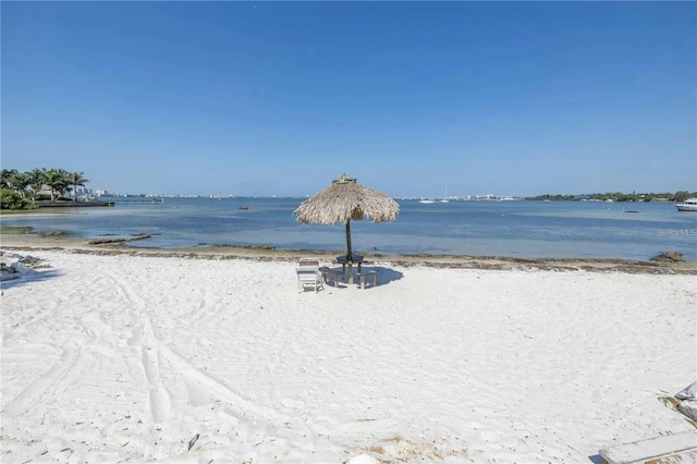 water view featuring a beach view