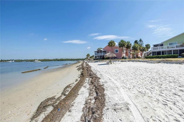 property view of water featuring a view of the beach