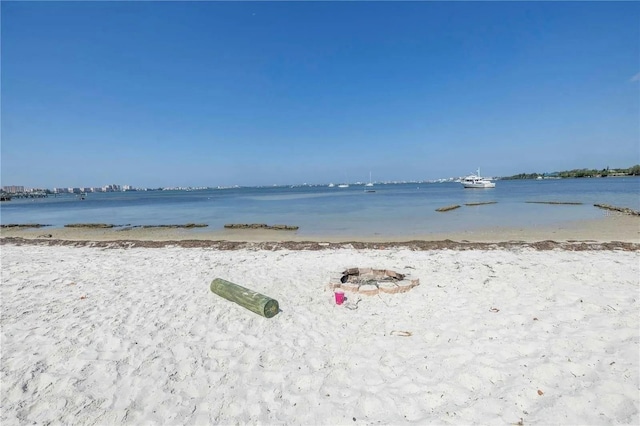 property view of water featuring a view of the beach