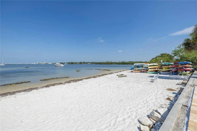 property view of water with a beach view