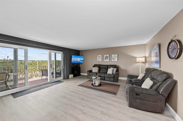 living room featuring light hardwood / wood-style floors