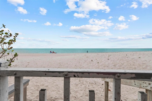 view of water feature with a view of the beach