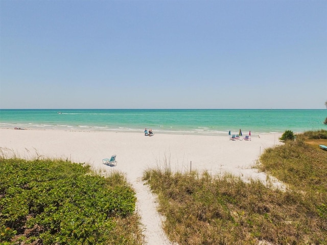 property view of water with a beach view