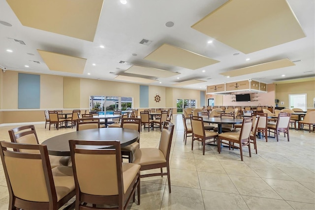 view of tiled dining room