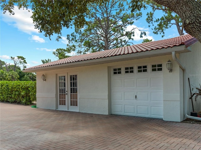 garage featuring french doors