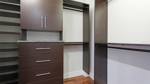 spacious closet featuring light hardwood / wood-style flooring