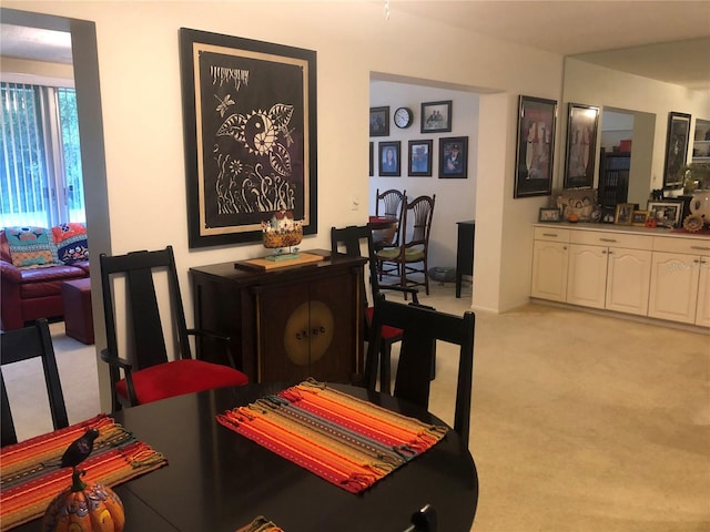 view of carpeted dining room