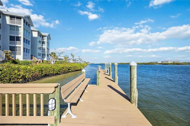 dock area featuring a water view