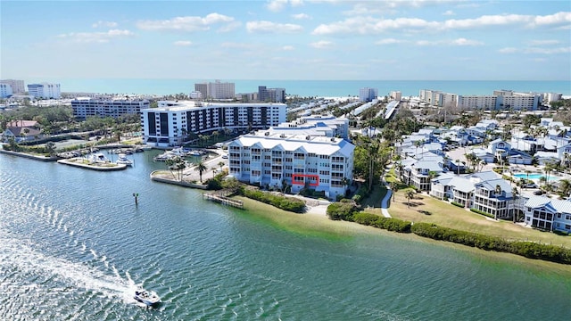 bird's eye view featuring a water view