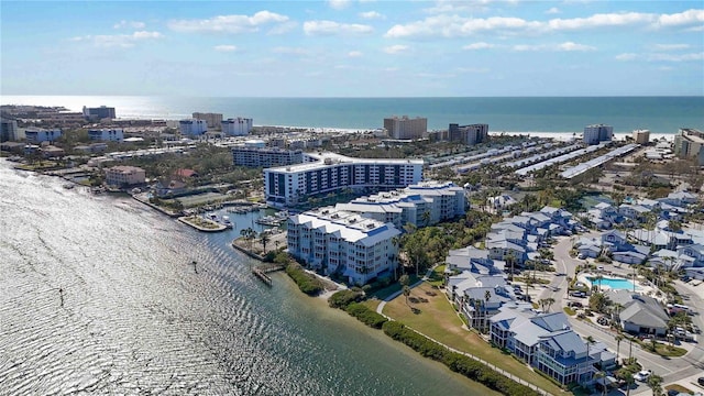 bird's eye view featuring a water view