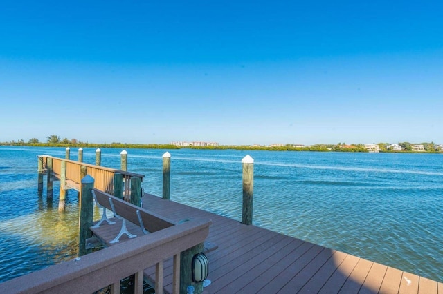 dock area with a water view