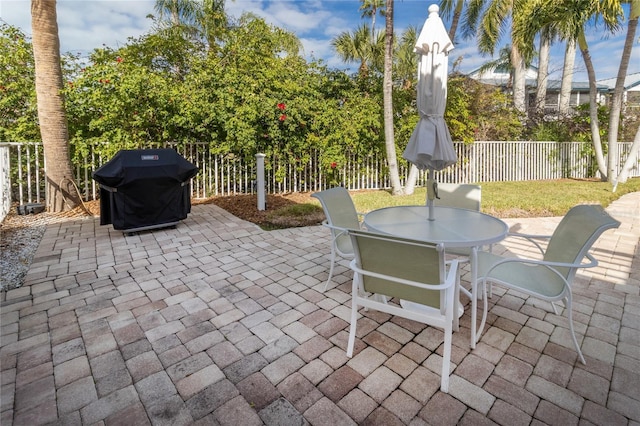 view of patio / terrace featuring a grill