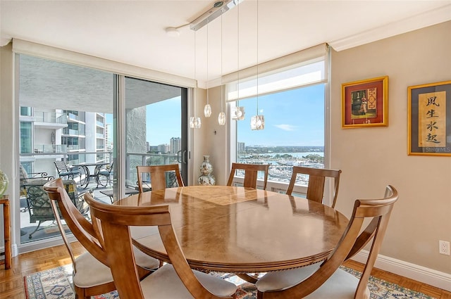 dining area featuring expansive windows