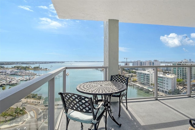 balcony with a water view