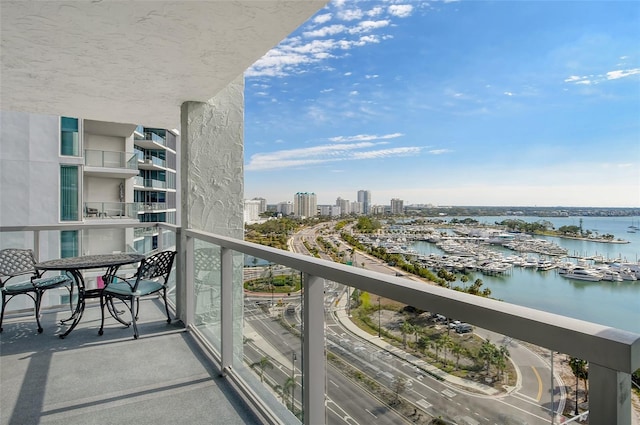 balcony with a water view