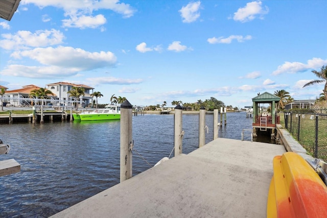 dock area featuring a water view