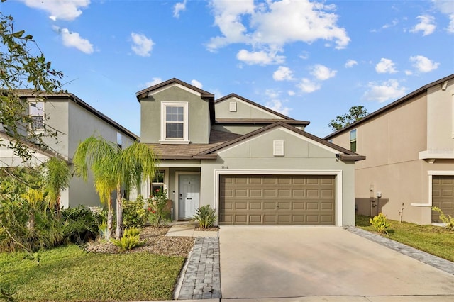 view of front of property with a garage