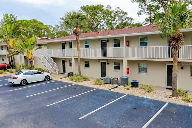 view of building exterior with central AC