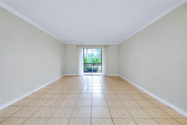 tiled empty room with ornamental molding