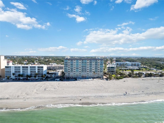 aerial view with a beach view and a water view