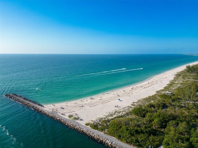 property view of water with a beach view