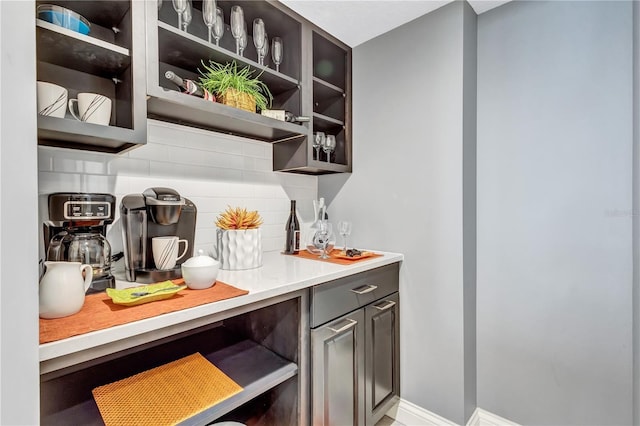 bar with decorative backsplash