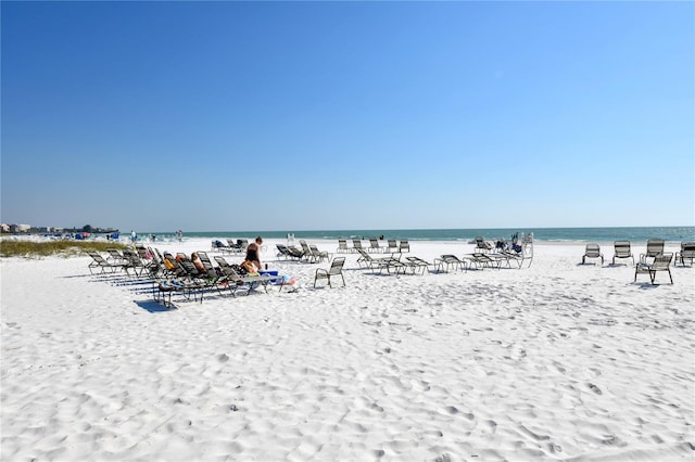 property view of water featuring a view of the beach