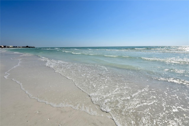 property view of water featuring a view of the beach