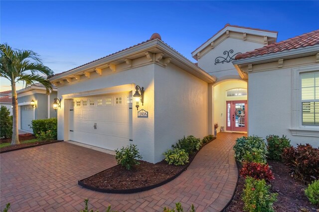 exterior space featuring a garage