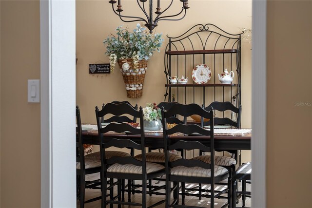 dining room featuring a chandelier