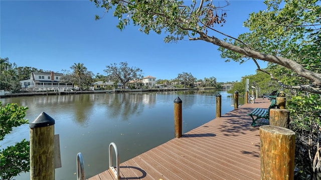 dock area featuring a water view