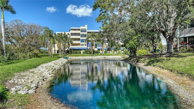 view of property's community with a water view