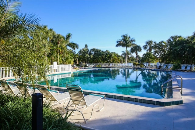 view of pool featuring a patio