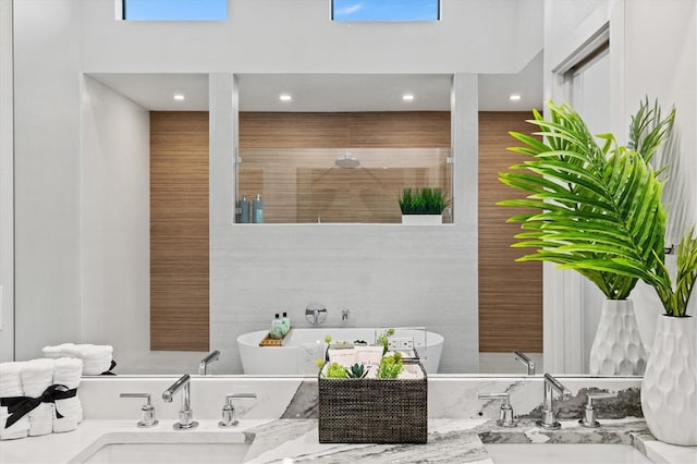 bathroom featuring vanity and a bathing tub