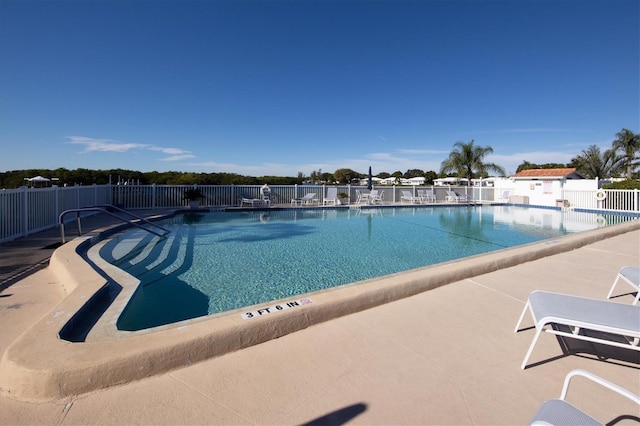 view of swimming pool featuring a patio area