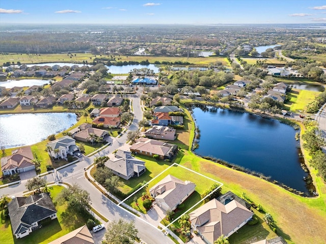 bird's eye view featuring a water view