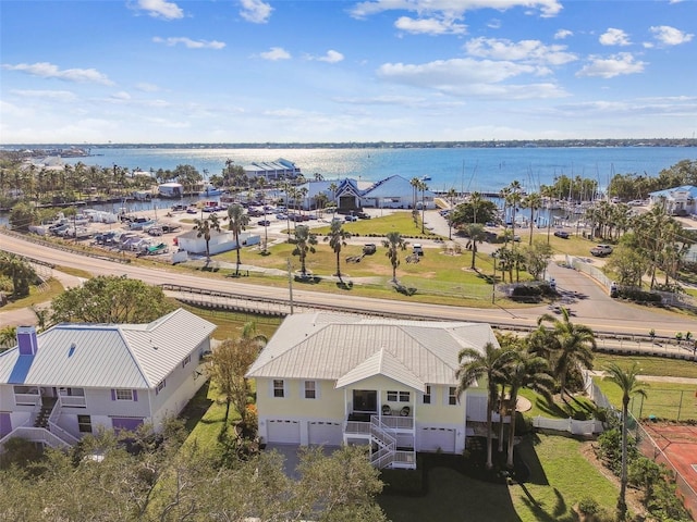 bird's eye view featuring a water view