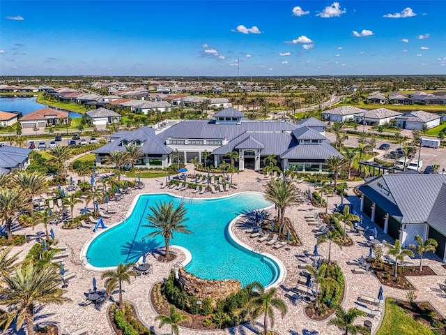 pool with a residential view