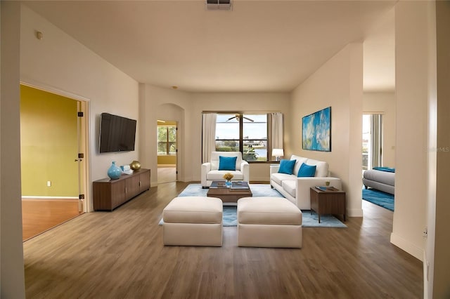 living room featuring hardwood / wood-style flooring