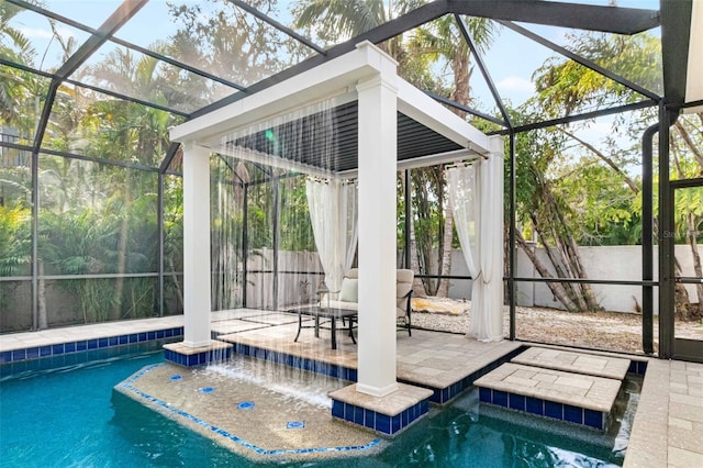 view of swimming pool featuring a patio area