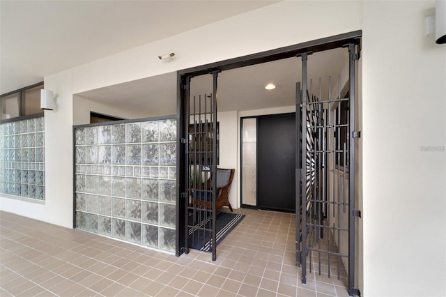 bathroom with tile patterned flooring