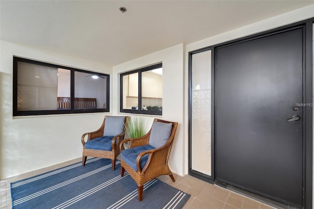 interior space with light tile patterned flooring