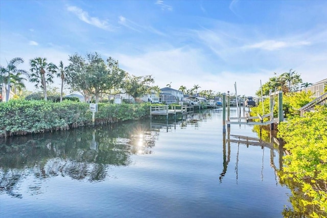 dock area featuring a water view