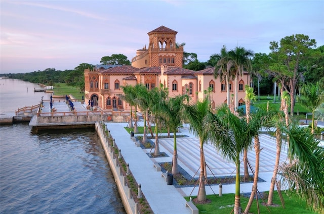 dock area featuring a water view