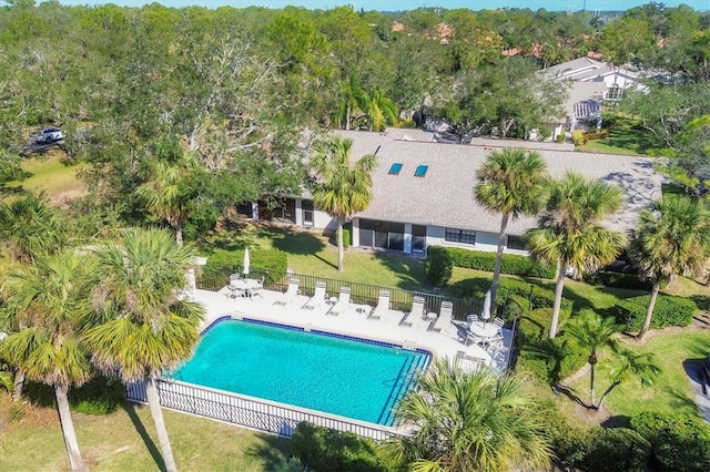 view of swimming pool featuring a patio area