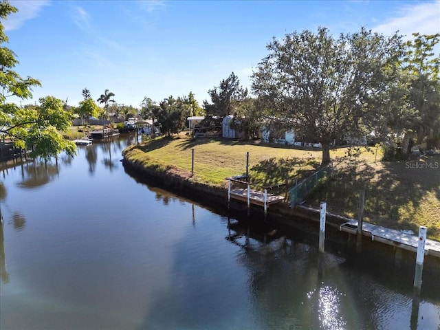 water view featuring a boat dock