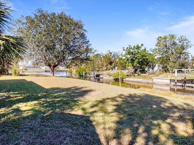 view of yard with a water view