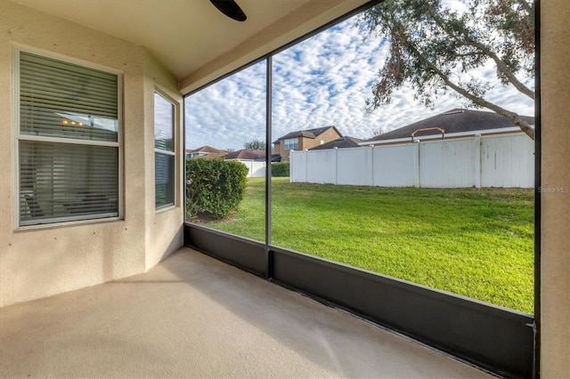 view of unfurnished sunroom